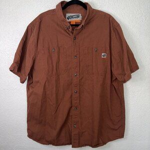 DULUTH Trading 40 Grit Standard Fit Button Down Shirt Collared Brown XL Mens R
